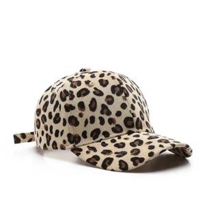 NWT Leopard Corduroy Cotton Baseball Cap Cream Vintage Style Classic
